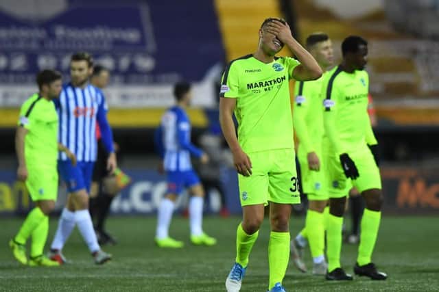 Hibs Ryan Porteous is as frustrated as the Hibs fans who travelled through to Rugby Park. Picture: SNS/Alan Harvey