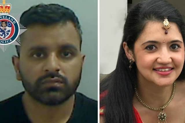 Mitesh Patel (left) injected his wife Jessica (right) with insulin then choked her with a Tesco bag at their Middlesbrough in May. Picture: PA Wire