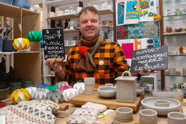 James Donald of Concrete Wardrobe in Broughton Street, and organiser of GLOW market, who is not happy about the Council paying to promote foreign businesses (German Christmas Markets) at the expense of local traders such as himself