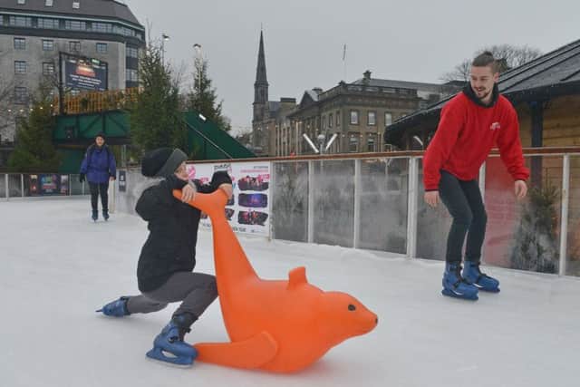 Employees at the ice rink are giving top tips to new skaters at the Edinburgh Christmas festival ice rink.