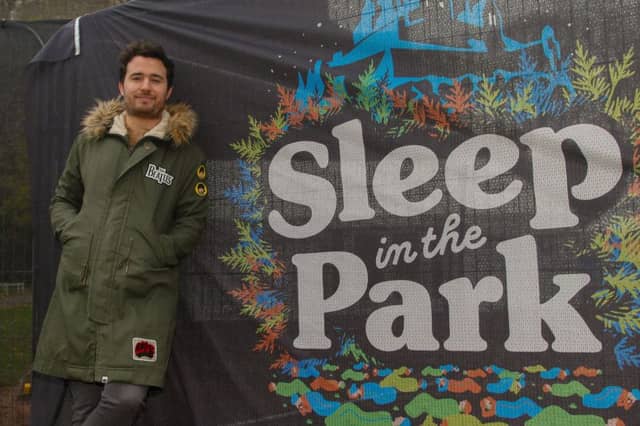 Preparation for the Social Bite Sleep In The Park in Princes St Gardens. Pic: Head of Social Bite Josh Littlejohn