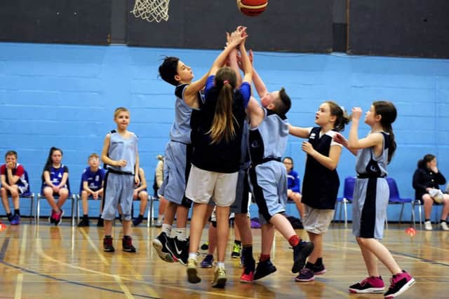 Primary school pupils take part in basketball tournament. Pic: Michael Gillen
