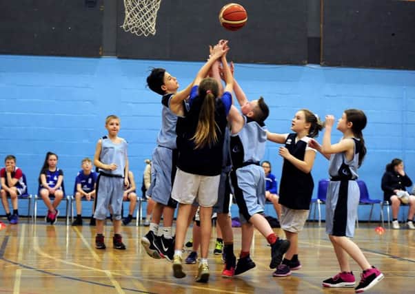 Primary school pupils take part in basketball tournament. Pic: Michael Gillen