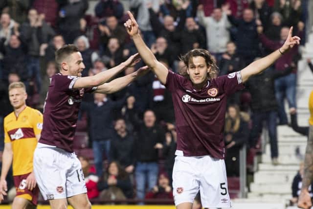 Peter Haring celebrates his goal. Pic: SNS/Ross Parker