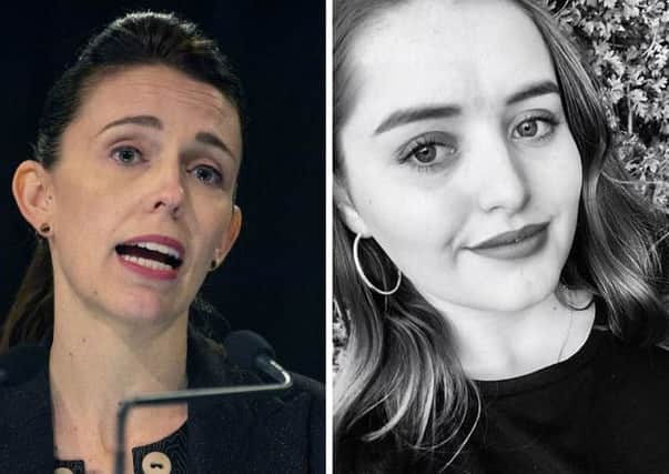 New Zealand's prime minister Jacinda Ardern (L) has given an emotional apology to the family of British backpacker Grace Millane. Picture: Getty Images