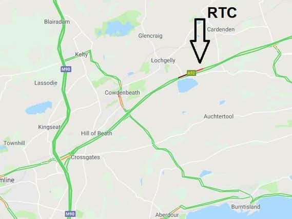 The location of the A92 crash. Pic: Traffic Scotland Twitter