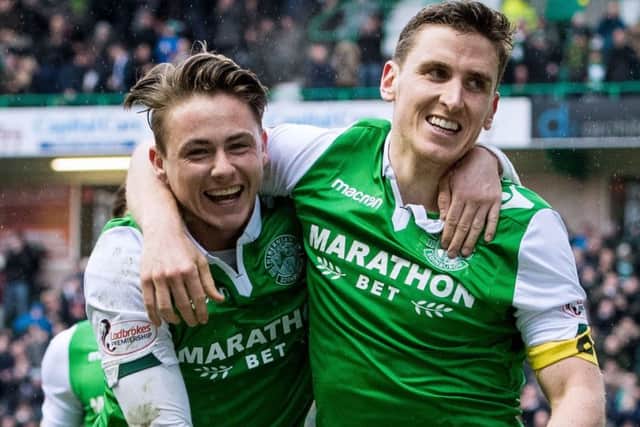 Scott Allan, left, joined Hibs for second time on loan last January. Could it be third time lucky for Hibs and the midielder next month?