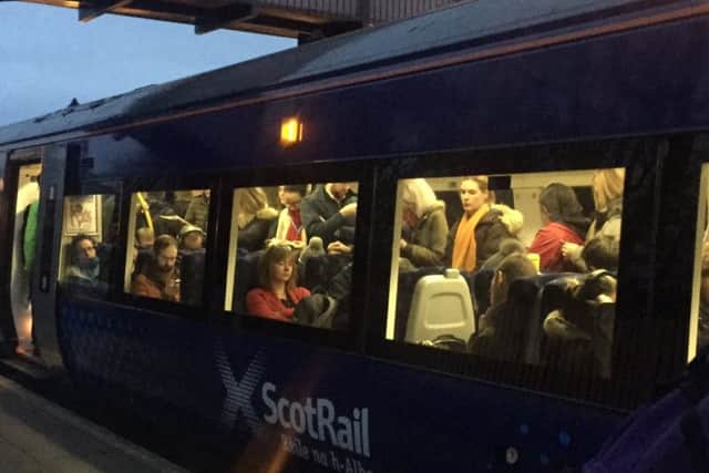 A crowded Scotrail train. Pic: @gazzadaz