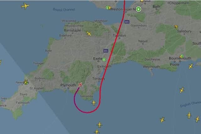An image of the plane's flight path. Pic: planefinder.net