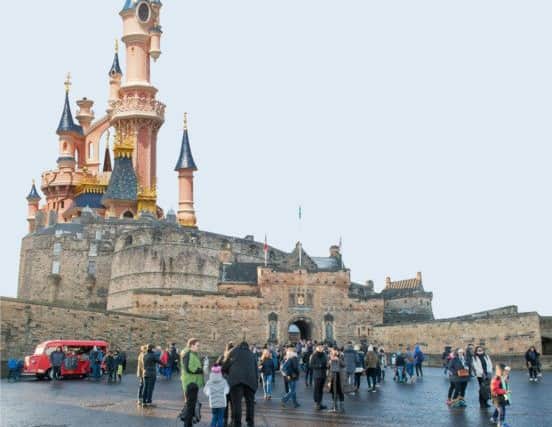 Edinburgh Castle mocked up to look like Disneyland. Pic: Ian Georgeson