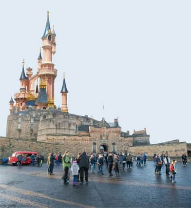 Edinburgh Castle mocked up to look like Disneyland. Pic: Ian Georgeson