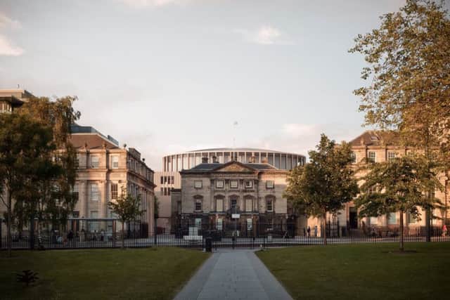 An artist's impressions of how the proposed Impact Centre will look from St Andrew's Square
