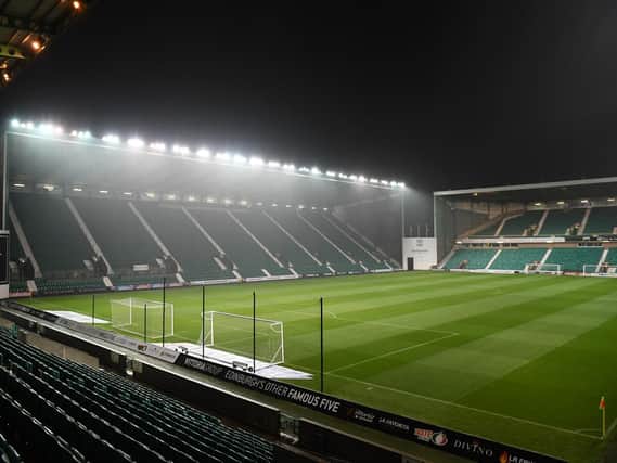 A general view of Easter Road at night.