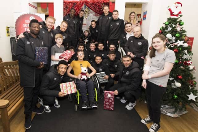 The Hearts squad paid a visit to the Royal Hospital for Sick Children in Edinburgh to gift presents