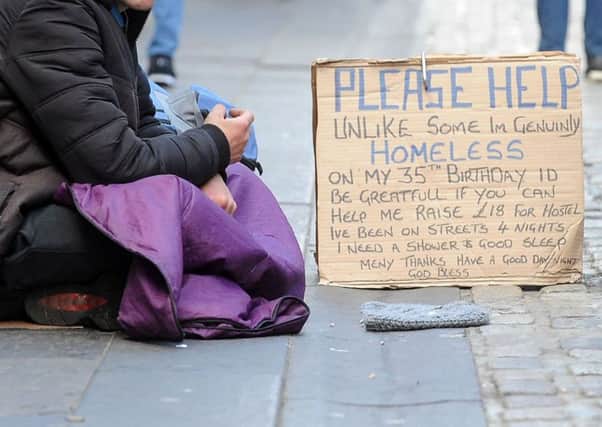 A 
homeless person on the Royal Mile in Edinburgh. Picture:Lisa Ferguson