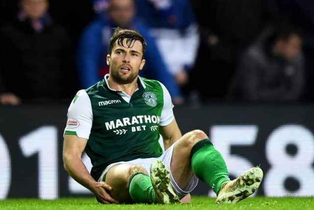Lewis Stevenson went down with a injury in the first half at Ibrox
