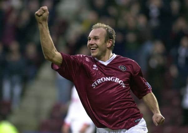 Tommi Gronlund celabrates his goal for Hearts