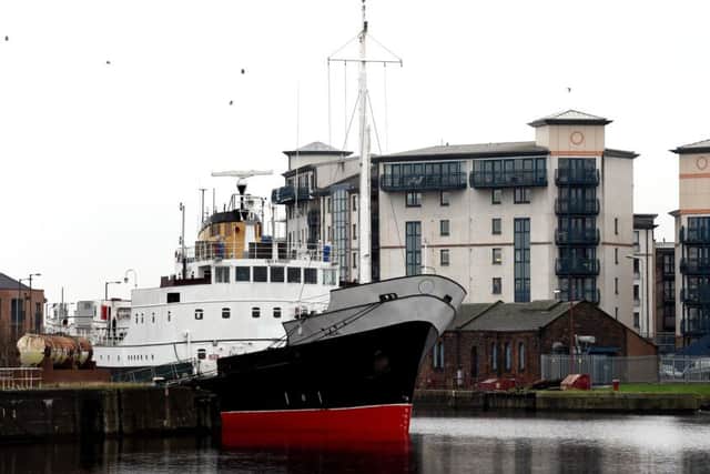 the MV Fingal moored permanently in Leith