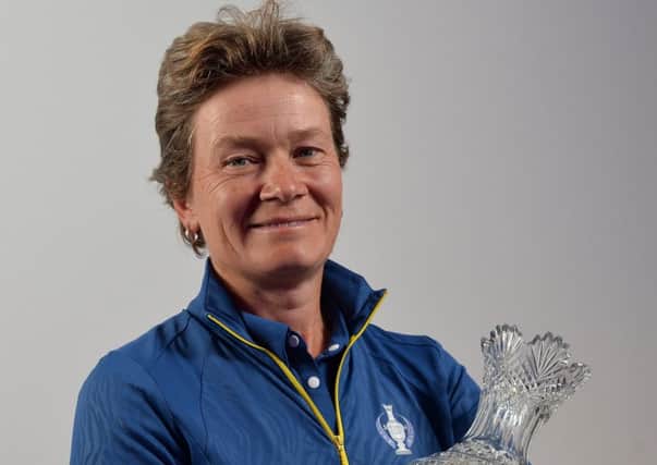 Catriona Matthew holds the Solheim Cup
