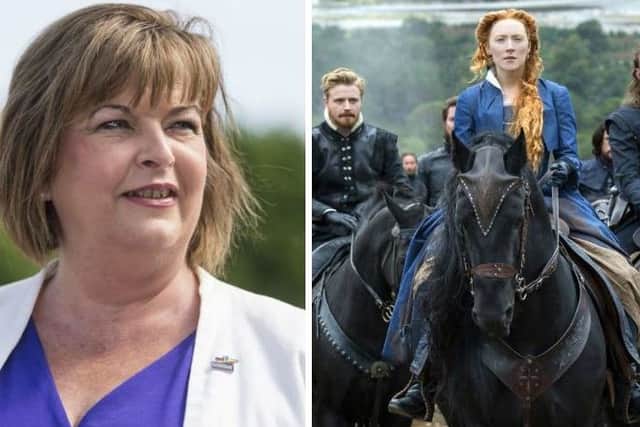 The Culture Secretary Fiona Hyslop (L) has said the new Mary Queen of Scots movie offers a great opportunity for Scotland's tourism sector.