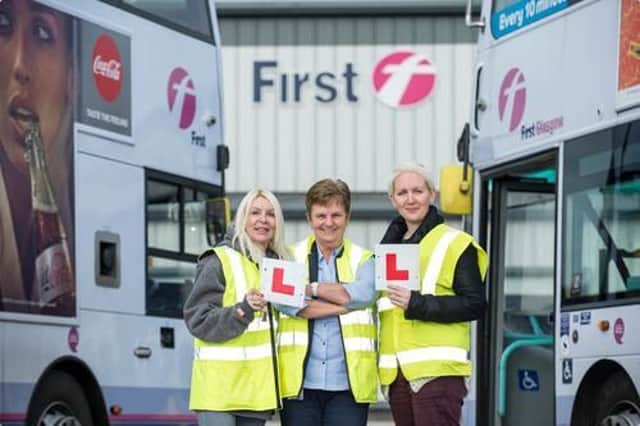 Lead trainer for First Scotland East, Linda McNeish (centre), is ready to put potential candidates through their paces. Pic: First Bus
