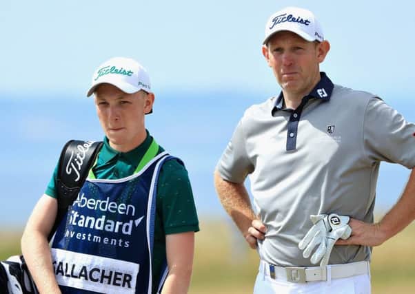 Stephen Gallacher with his caddy, Jack Gallacher