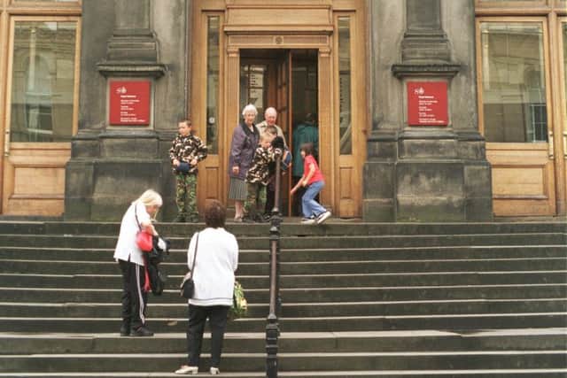 Up until a few days ago, the main entrance into the National Museum of Scotland was via a steep flight of stone steps and through a narrow revolving door. Not exactly ideal for the elderly and infirm.