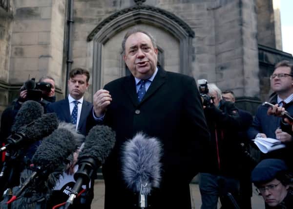 Alex Salmond faces the media after last week's Court of Session hearing. Picture: Jane Barlow/PA