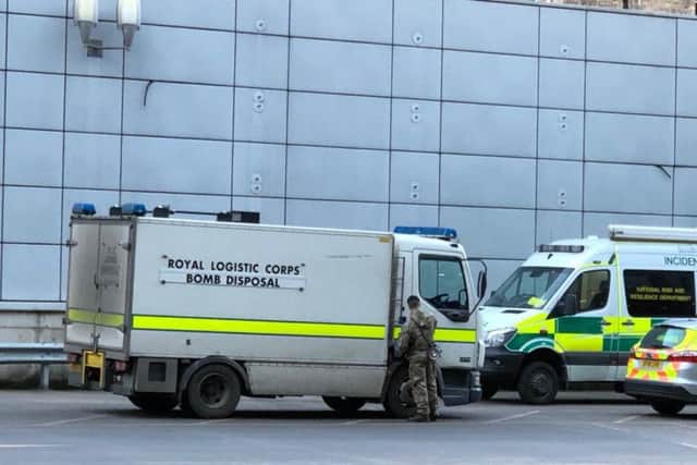 The bomb disposal squad arrive at the site of the discovery. Picture: Contributed