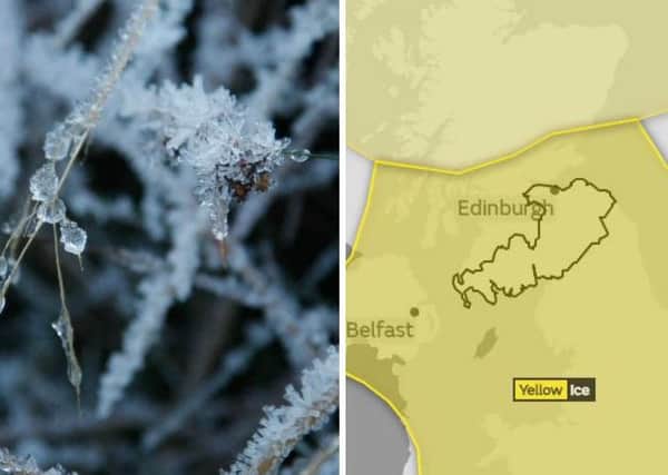 A severe ice warning has been issued for Edinburgh and the Lothians.
