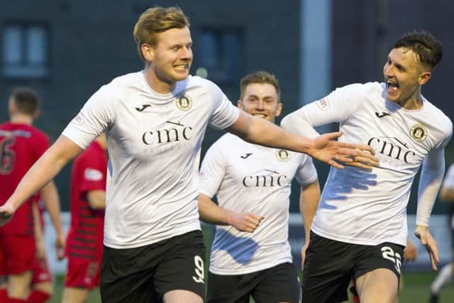 Edinburgh's Blair Henderson (left) has scored 20 league goals this season
