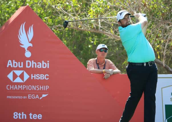 Shane Lowry  plays his shot from the eighth tee  at Abu Dhabi Golf Club. Picture: Andrew Redington/Getty Images