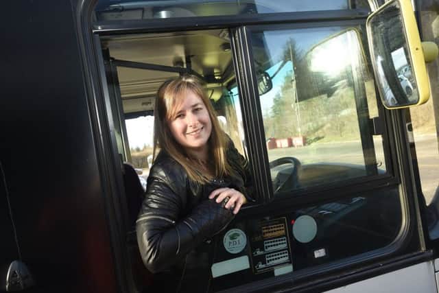 Our reporter Fiona finds out how it feels behind the wheel of a double-decker at First Bus' female recruitment day. Picture: Greg Macvean