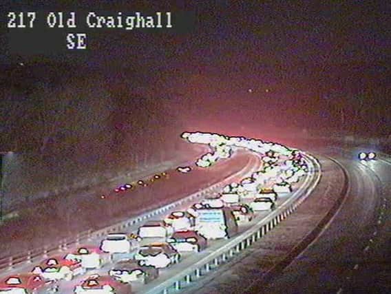 There are lengthy delays following the RTC on the A1 southbound. Pic: Traffic Scotland