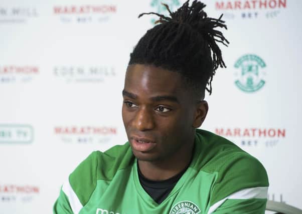 Stephane Omeonga is in contention to make his first Hibs appearance on Wednesday against Motherwell. Pic: SNS