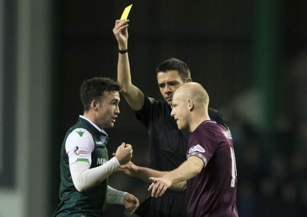 Stevie Mallan was yellow-carded against Hearts - his sixth caution of the season