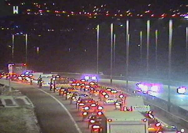 The crash on the M8. Pic: Traffic Scotland