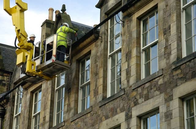 Building repairs in the Grassmarket. Pic: Callum Bennetts