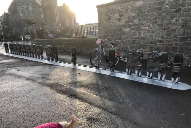 The vandalised bicycle stands in Leith. Pic: contributed