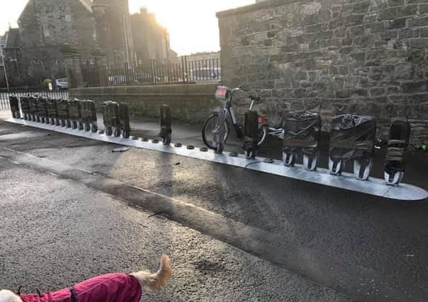 The vandalised bicycle stands in Leith. Pic: contributed