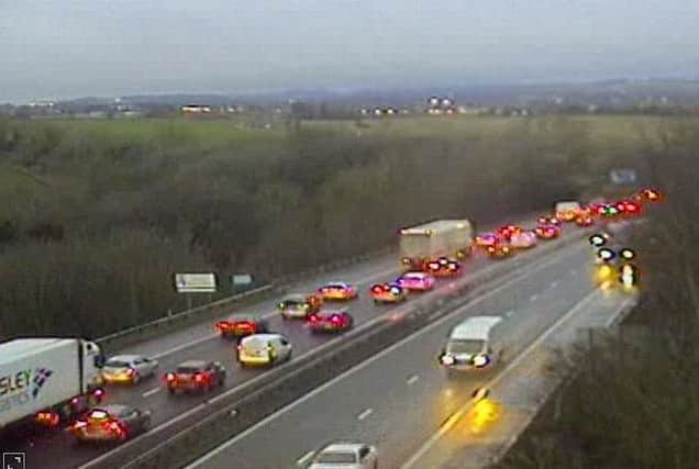 A crash on the M8 near Livingston is causing delays this morning. Picture: Traffic Scotland