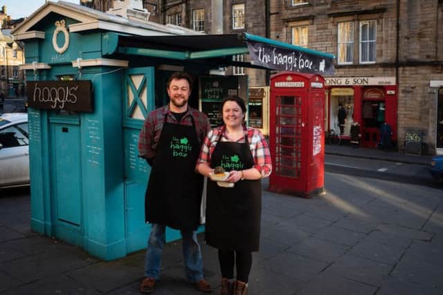 Haggis box owners cousins Laura and Peter Sutherland.