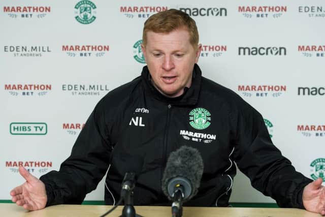 Hibernian manager Neil Lennon has been suspended by the club. Picture: SNS