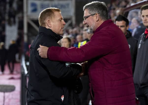 Hibernian manager Neil Lennon and Hearts boss Craig Levein have a positive relationship. Picture: SNS/Ross Parker