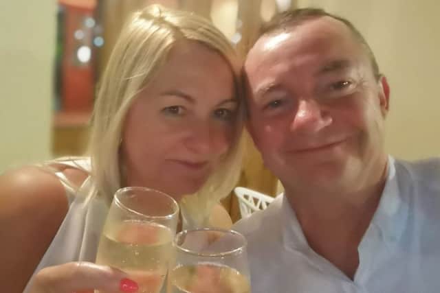 Danny Bownes and fiancee Simone Kilgallon flew to Edinburgh for Burns Night