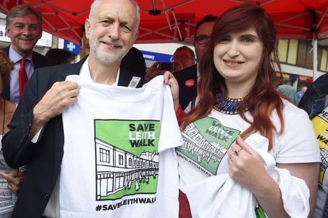 Labour leader Jeremy Corbyn gave his backing to Save Leith Walk campaigners in June last year. Picture: Greg Macvean