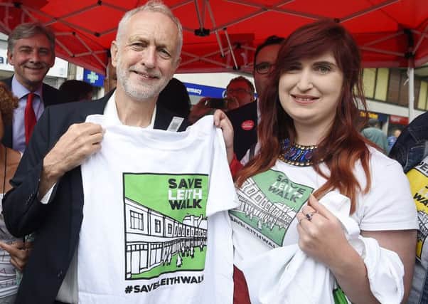 Labour leader Jeremy Corbyn gave his backing to Save Leith Walk campaigners in June last year. Picture: Greg Macvean