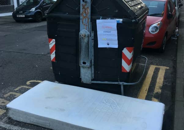 The amusing sign spotted by Alisa Deans,31, advertising an abandoned mattress for Airbnb for £5 in Edinburgh. Pic: Ailsa Deans/ SWNS