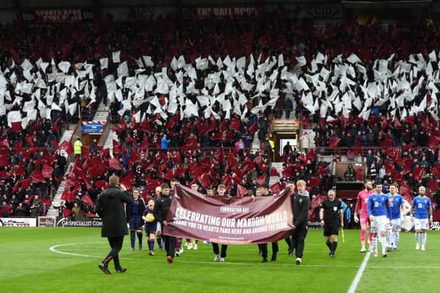 The Hearts fans' display as part of the Foundation of Hearts day. Picture: SNS/Craig Foy
