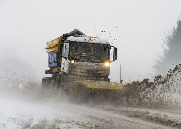 A Snow Plough working hard to keep the A68 at Soutra Hill open during blizzard conditions.
Pic Ian Rutherford